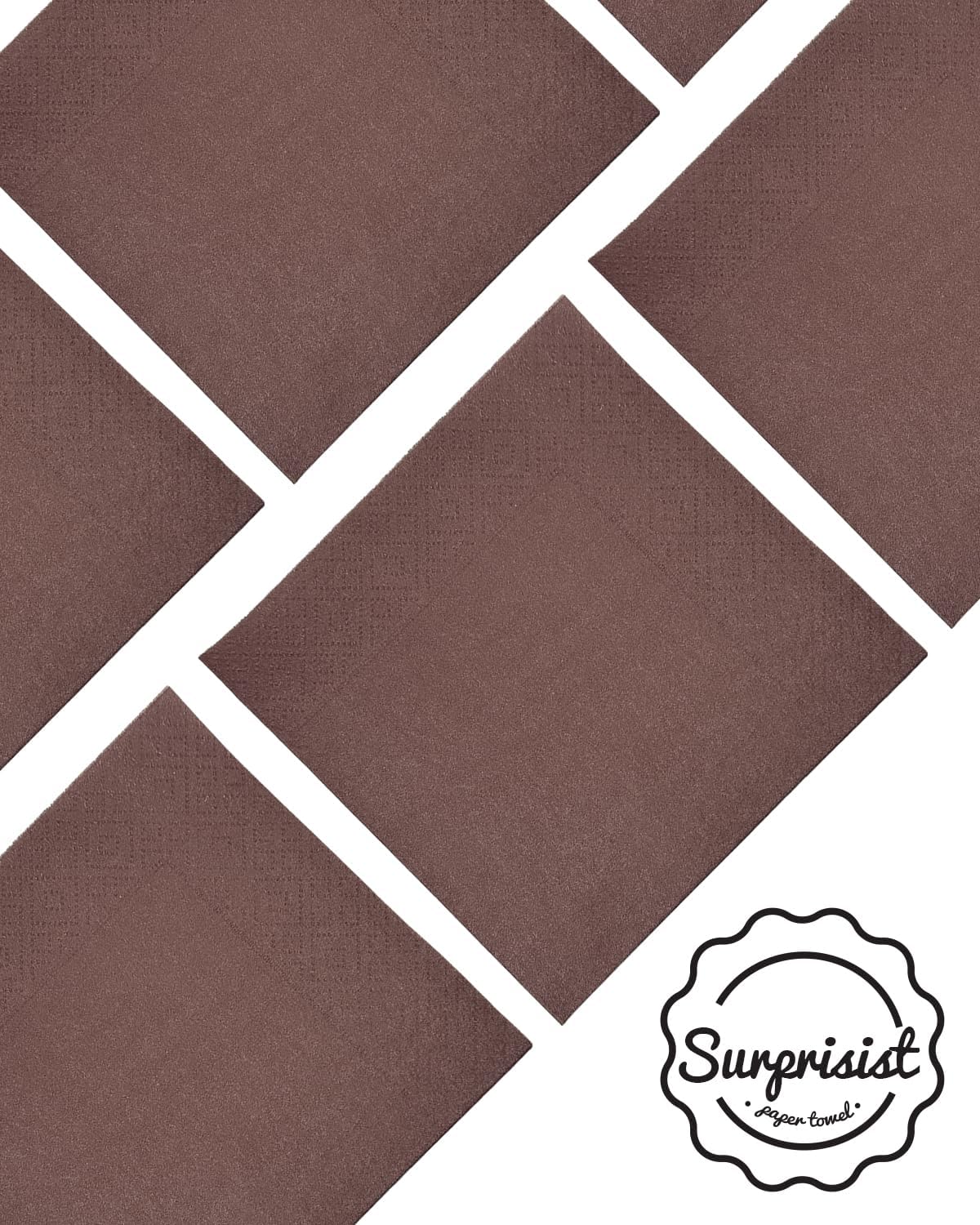 VanDyke Brown Cocktail Napkins 5 * 5inch disposable Beverage Napkin paper for Cocktail, Wedding, Dinner，Birthday Party Dessert Wine Paper Napkins（ 120 Count）
