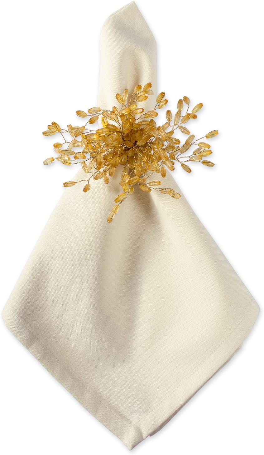 DII Christmas Thanksgiving Holiday Tabletop Décor Collection Decorative Napkin Ring Holder Set, 4" Diameter, Gold Beaded Starburst, 6 Piece