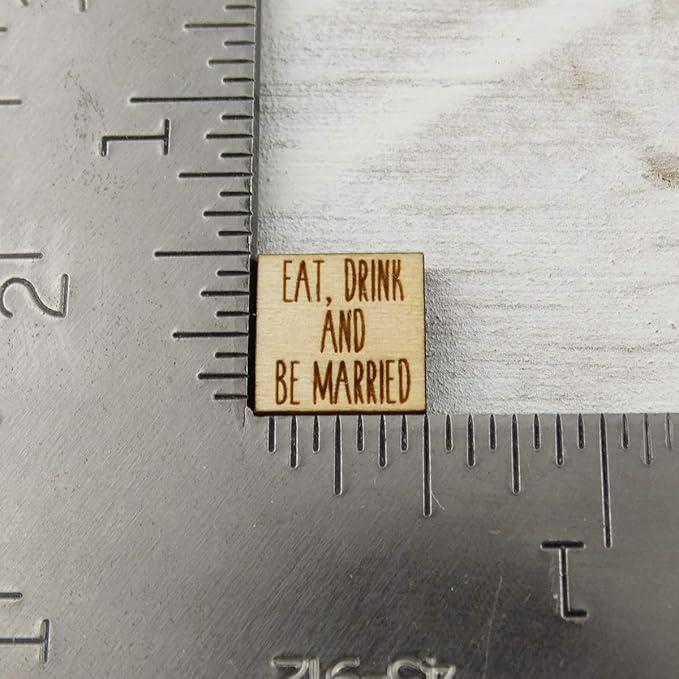 Confetti - Engraved Wood - Rustic Wooden Wedding Decor Party Table Scatter Decorations (Eat, Drink and be Married)