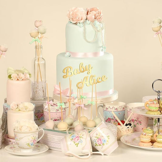 Jspupifip 64 Pcs Acrylic Cake Alphabet Numbers Topper, Mirror Number 0-9 and Alphabet A-Z Personalized Cake Picks Decor Anniversary Wedding Baby Shower Party Supplies(Gold)