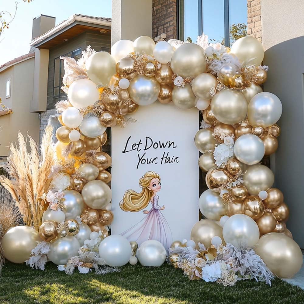 Beige Gold Balloons Double Stuffed Sand White Balloon Garland Pearl White Cream Balloons Metallic Gold Balloon Arch Kit for Birthday Wedding Bridal Anniversary Boho Baby Shower Party Decorations