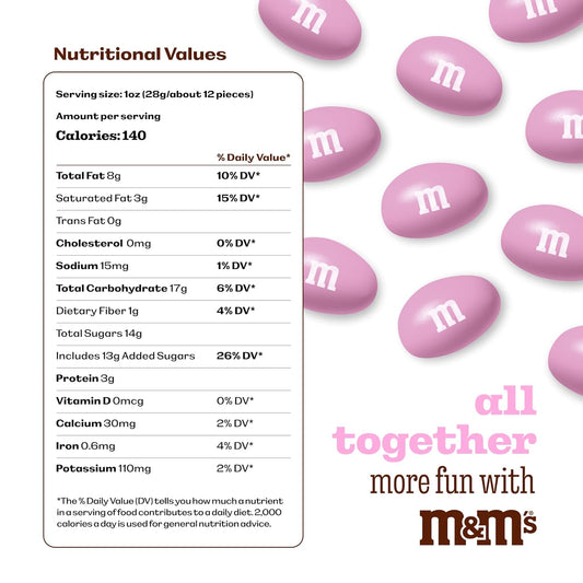 M&M’S WORLD Peanut Pink Chocolate Candy - 2lbs of Bulk Candy in Resealable Pack for Candy Buffet,Birthday Parties,Theme Meetings,Candy Bar,Sweet Stuff for DIY Party Favors or Edible Decoration