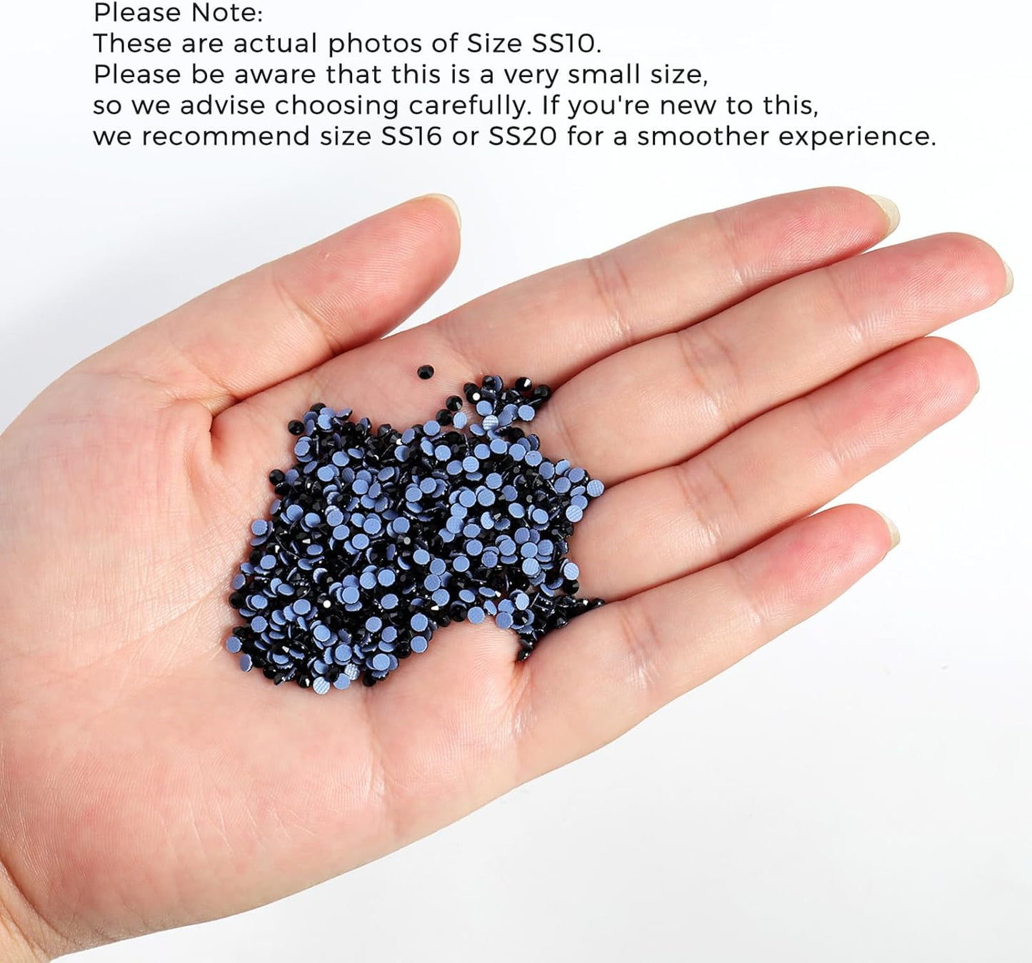 Beadsland Hotfix Rhinestones, 2880pcs Flatback Crystal Rhinestones for Crafts Clothes DIY Decoration, Black, SS10, 2.7-2.9mm