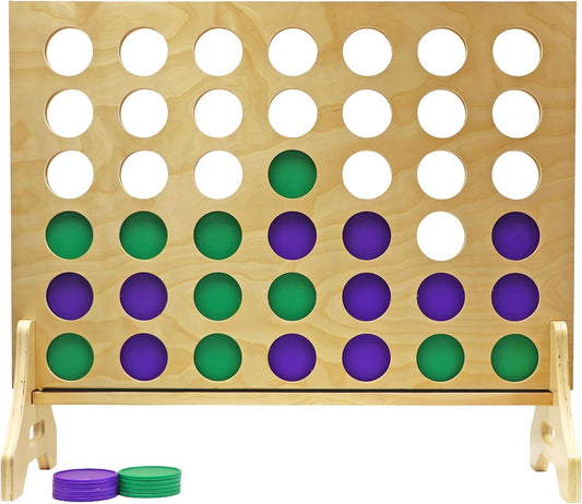 Tailgating Pros Premium Giant Four in a Row with Carrying Case - Jumbo Oversized Outdoor Yard Game - Connect Multiple Pucks in a Row to Win - Many Puck Colors Available!