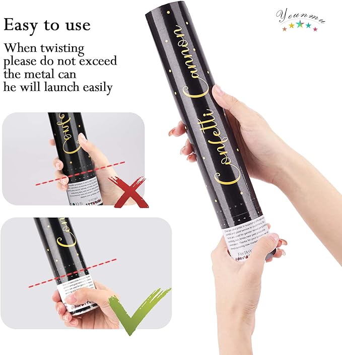 5 Pack Confetti Cannon Biodegradable, 12 Inch Confetti Poppers Graduation, Suitable for Graduation Wedding Birthday Parties and New Year's Eve Celebration
