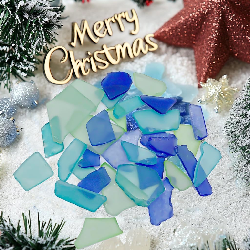 HappyFiller Bulk Tumbled Sea Glass for Crafts,15 OZ Beach Glass Pieces 0.5-1.5" for Resin Art,Mosaic Tiles,Vase Fillers,Costal Home Decor,Nautical Wedding Decorations–Smooth,Flat,Frosted,Multi-Color