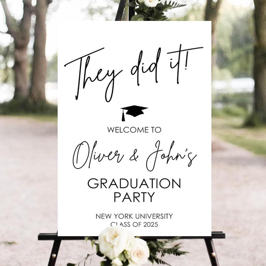 Personalized Graduation Party Welcome Sign, Graduation Decorations Senior 2025 Sign, Graduation Signs Class Of 2025, High School, College Graduation, Congrats Grad Sign, They Did It Graduation Sign