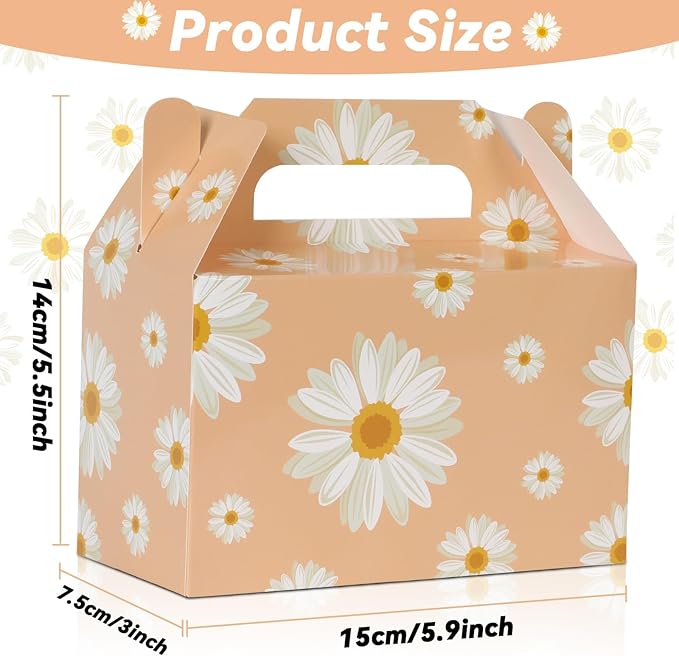 12 Pcs Daisy Flower Treat Boxes Party Supplies Hippie Daisy Flower Summer Party Favors Goodie Gift Boxes for Girls Birthday Baby Shower Wedding Decorations Retro Hippie Boho Treat Candy Box Home