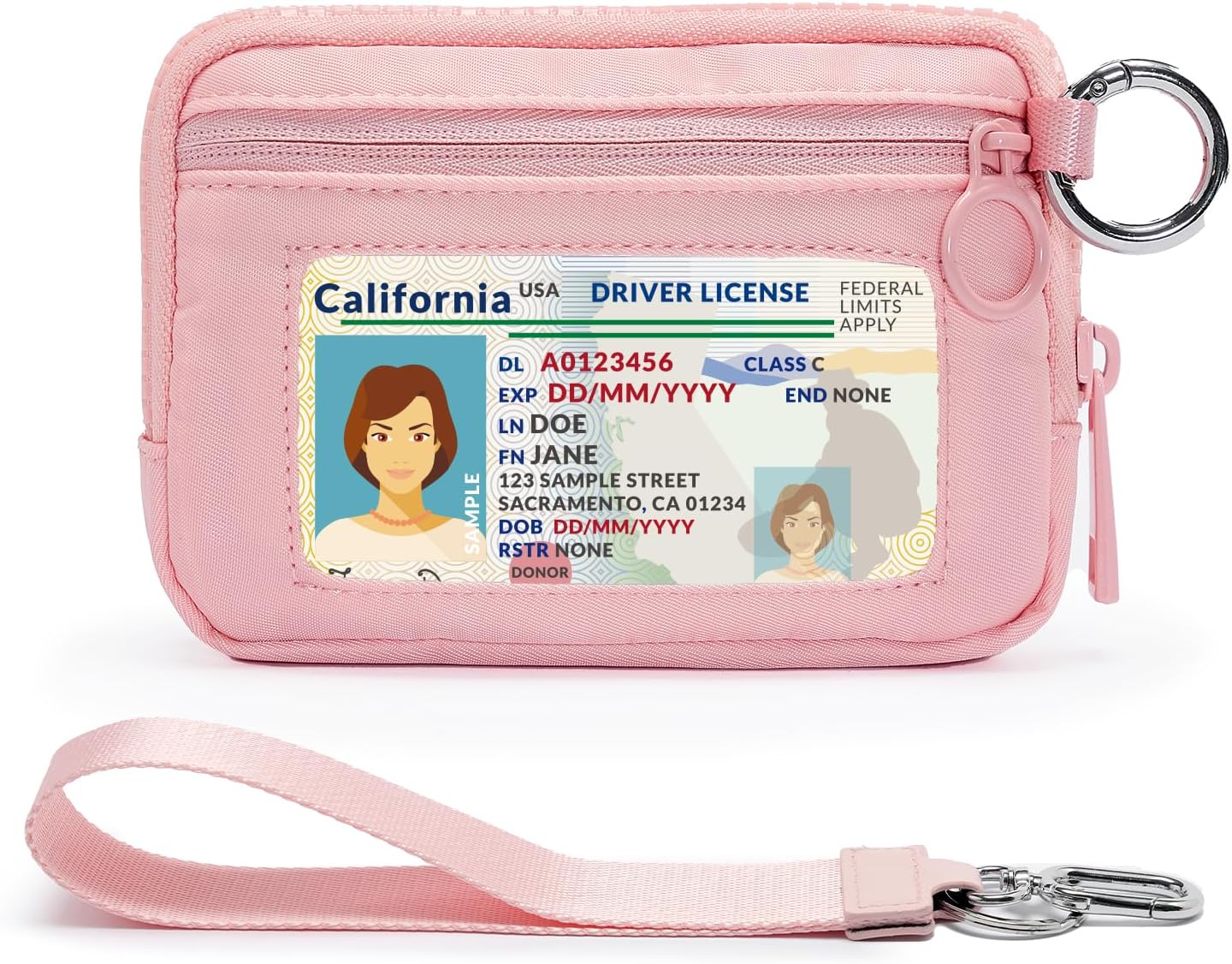 YDF The Iris Wallet for Women Mini Zip Card Case with Clear ID Window Zipper Coin Purse Lightweight Portable Keychain Wallet