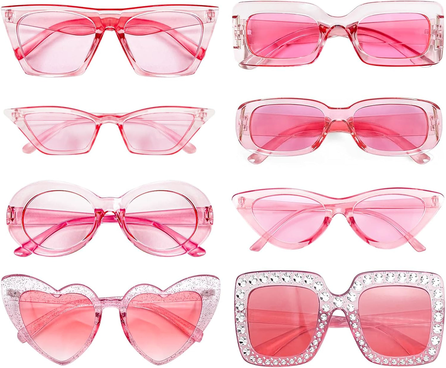 8 Mixed Style Party Sunglasses Retro Colored Party Favors Bulk Classic Costume Glasses for Women
