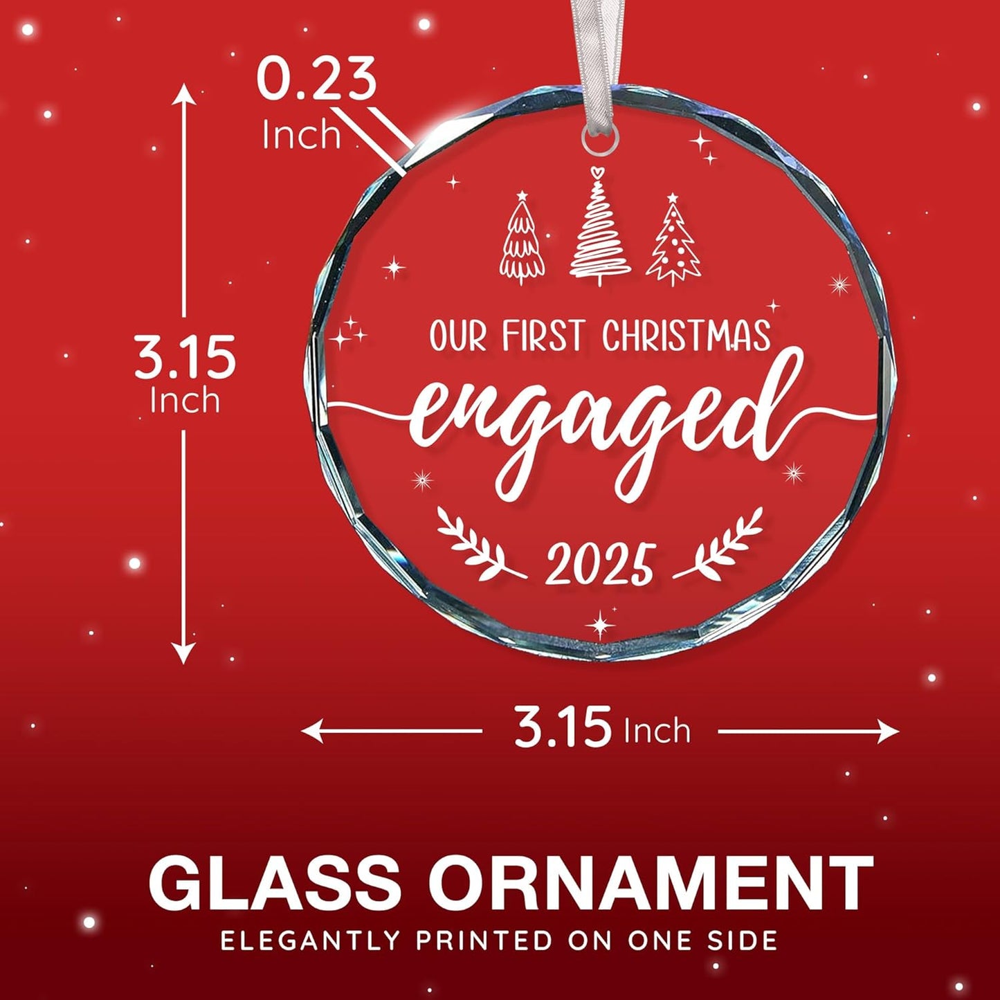 First Christmas Engaged Ornament 2025 - Ideal Engagement Gift for Couples, Unique Bride to Be Gifts, Just Engaged 2025 Ornament, Cool Engagement Presents, Celebrating Our First Christmas Ornaments