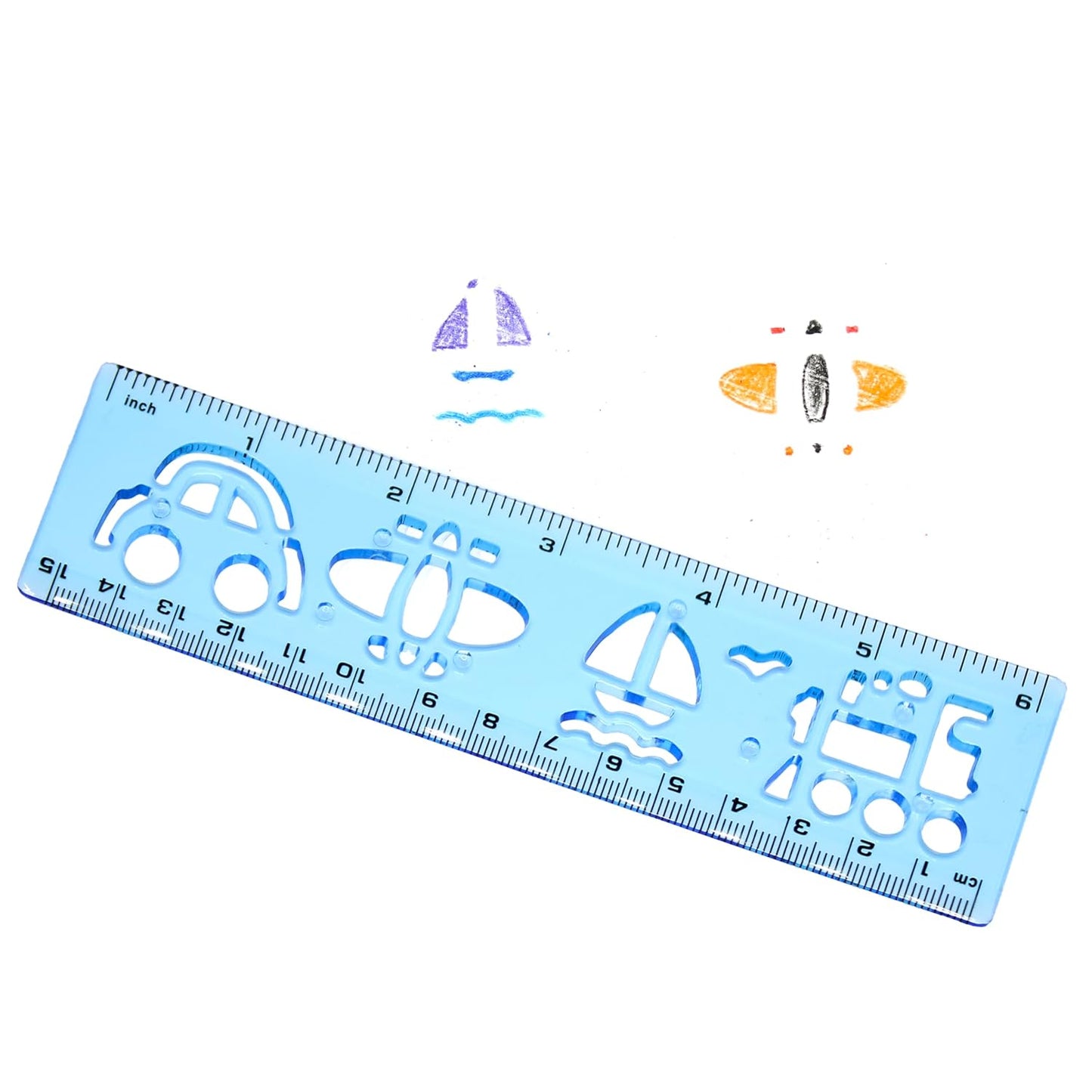 Color Swell Stencil Ruler 4 Pack - Fun Template Stencil Plastic Measuring Rulers - School Rulers for Drawing and School Supplies