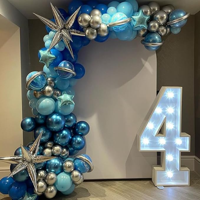 Metallic Blue Balloons 12 inch, Chrome Blue Latex Balloons 50pcs Party Balloons for Graduation Christening Baby Shower Birthday Party Decorations