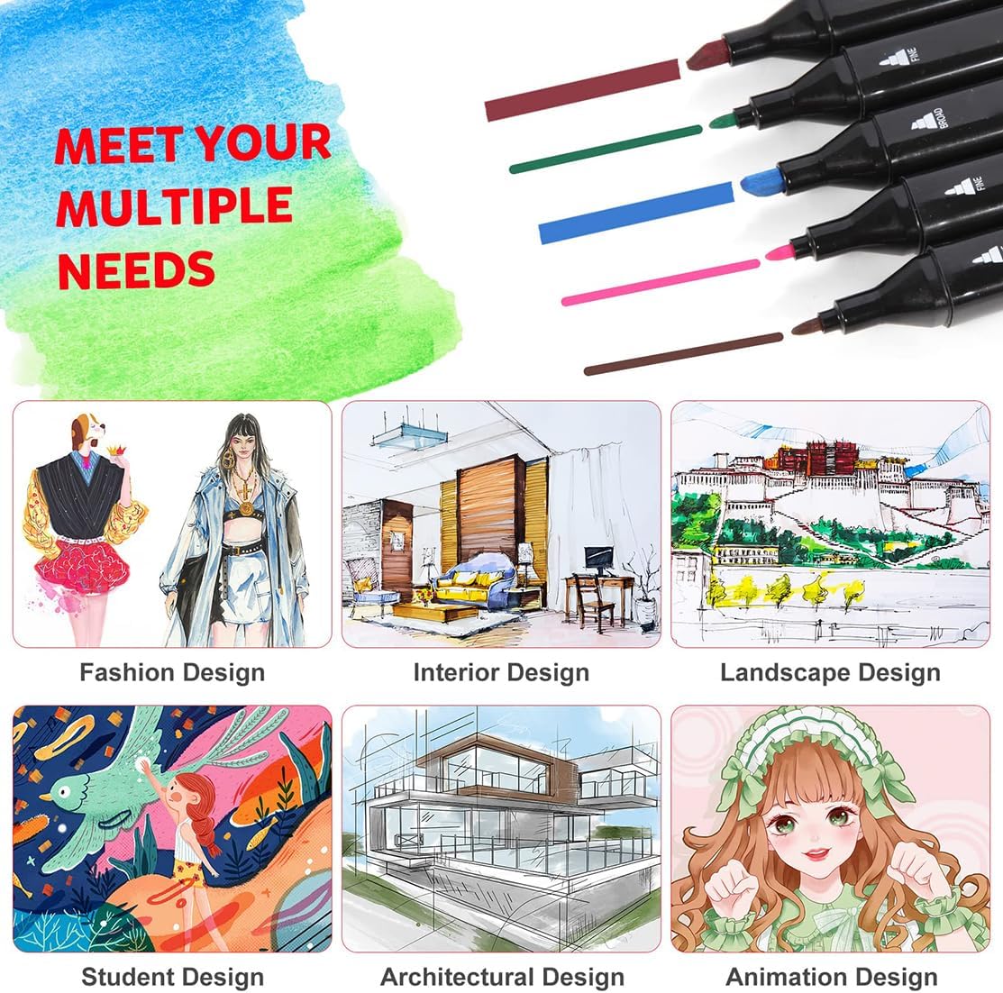 Alcohol Markers 262 Colors with Base Dual Tip Art Drawing Markers for Anime Sketch Illustrations - Refillable