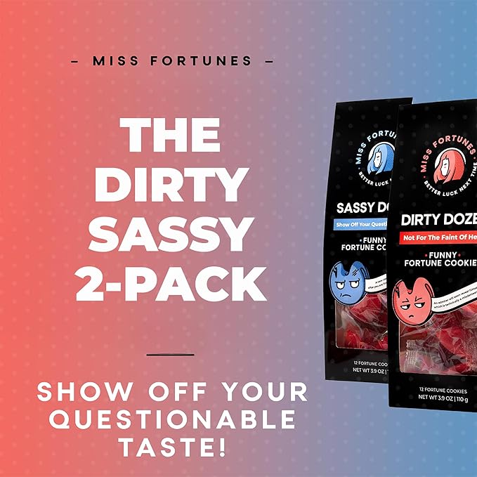 Miss Fortunes, Funny Fortune Cookies, The Two-Pack Shakur, Written by Professional Comedy Writers! (Multi-pack of 2 Dozen Cookies) (Dirty Dozen + Sassy Dozen)