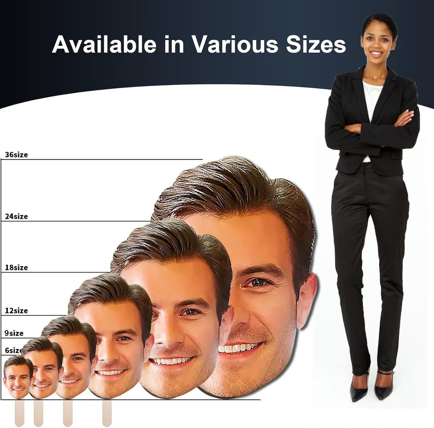 Custom Big Head Cutout – Made in USA 6" to 48",Personalized Face Cardboard Sign, Giant Photo Prop for Birthday, Graduation, Sports Events, Party Decorations (6"-48")