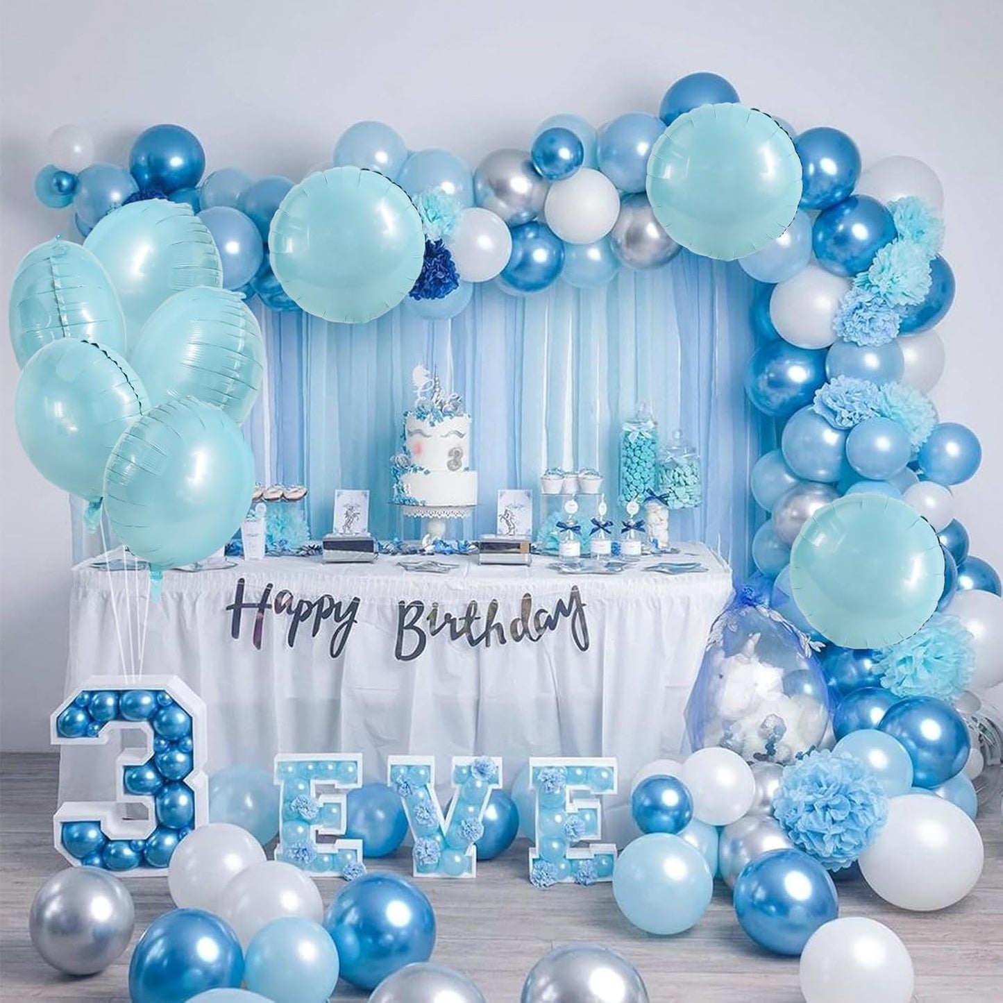 TONIFUL 30Pcs 18 Inch Large Light Blue Round Shape Foil Balloons Big Light Blue Circle Helium Mylar Ballons for Birthday Wedding Baby Shower Anniversary Engagement Party Decor Supplies