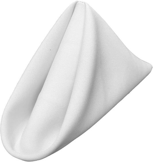 LA Linen 4-Pack Poly Blend Napkins - Soft, Washable, Stain & Wrinkle Resistant - Dinner & Party Napkins - White, 18x18