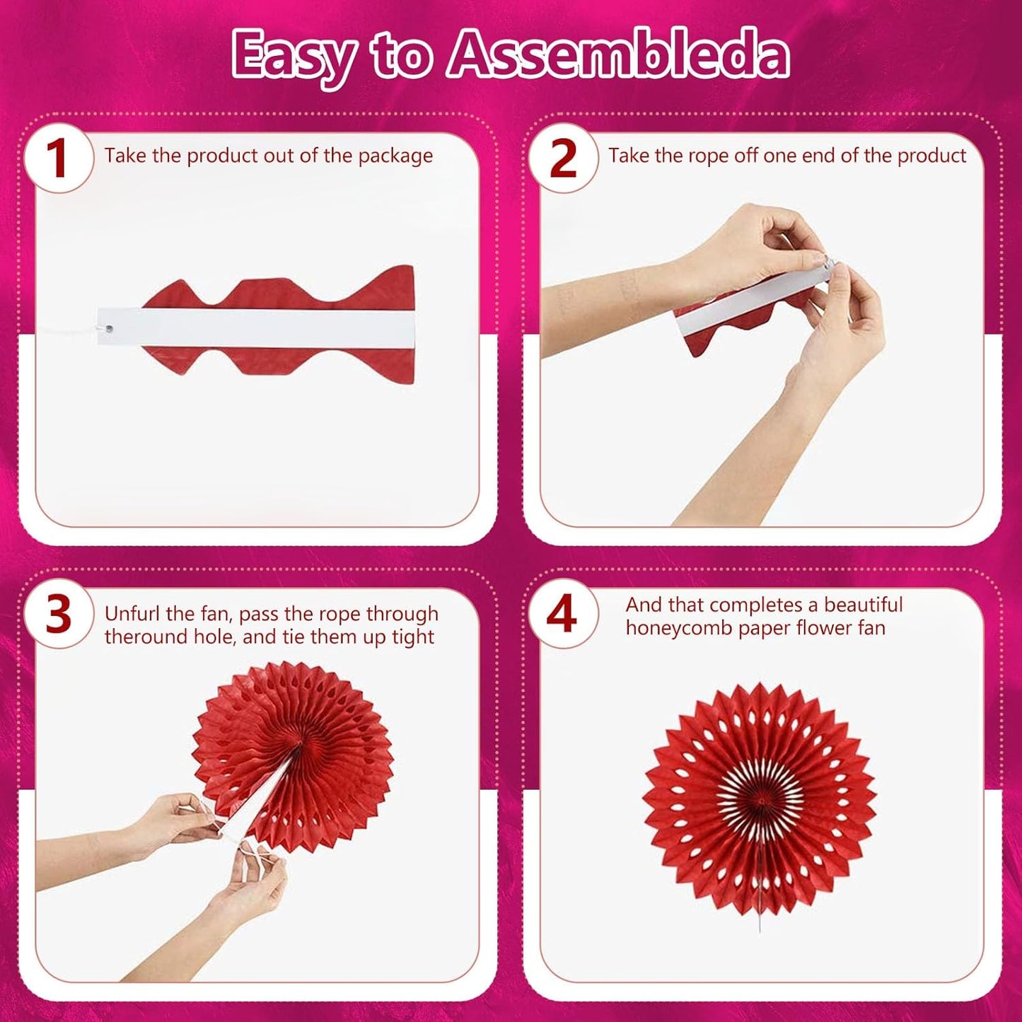 18 Pcs Pink Set Hanging Paper Fan, Hanging Honeycomb Round Paper Fans for Weddings, Birthdays, Baby Showers, Classroom, Events Ceiling Party Supplies Decorations