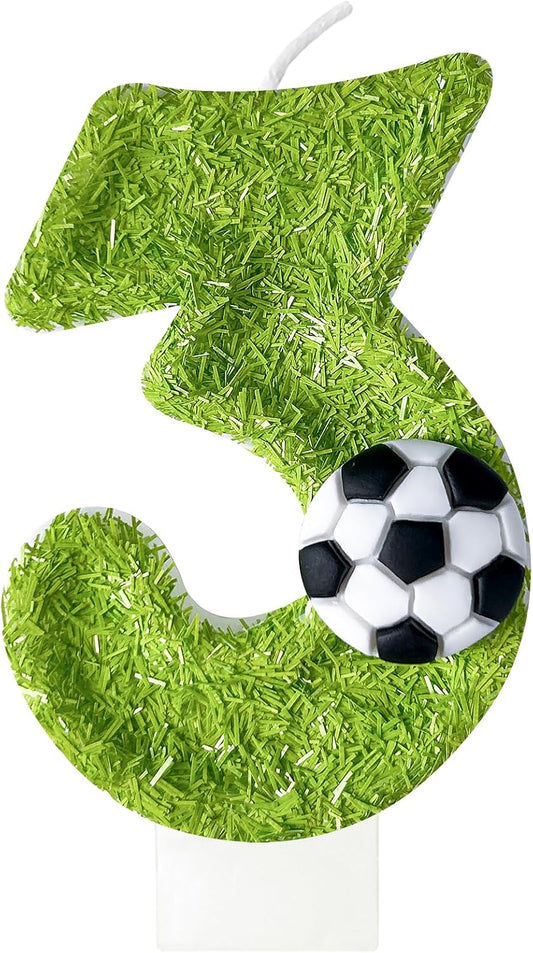 3th Birthday Candles，Soccer Birthday Decorations，Suitable for Girl and boy Cake Toppers, Wedding Cakes, Anniversaries, Party Celebrations, Birthday Decorations