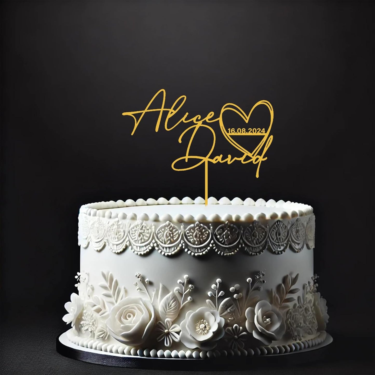 Customized Wedding Cake Topper, Custom Monogram Cake Toppers, Wedding Cake Topper with Heart, Perfect for Couples, Weddings, and Anniversaries, Cake Topper for Wedding