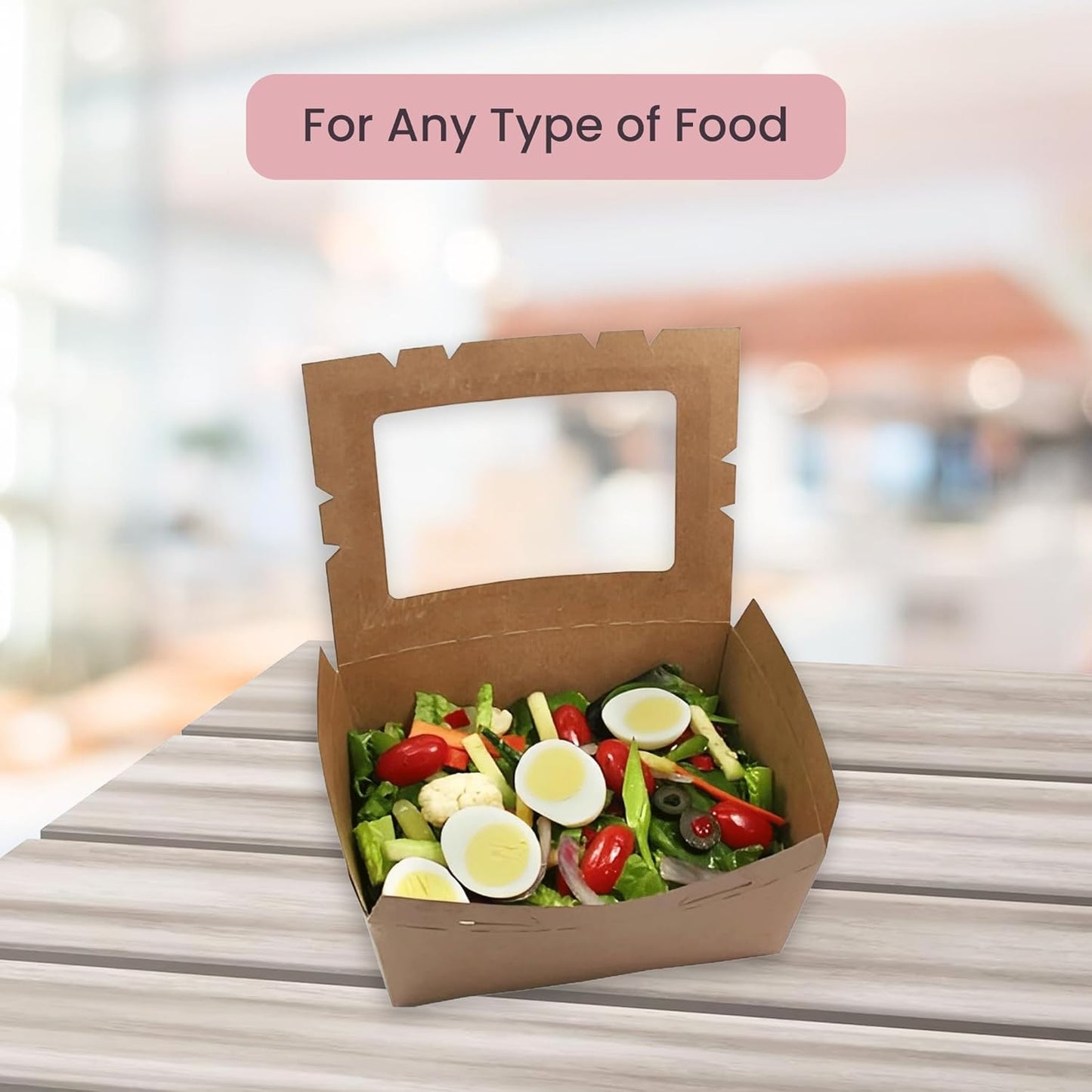 FC Meyer MeyerWindow #3 Kraft Boxes With Window, Disposable and recyclable Paperboard Take Out Cartons, Bakery Boxes, Lunch Box & Go To Food Storage Container, 7 3⁄4” x 5 1⁄2” x 2 1⁄2“, Pack of 140