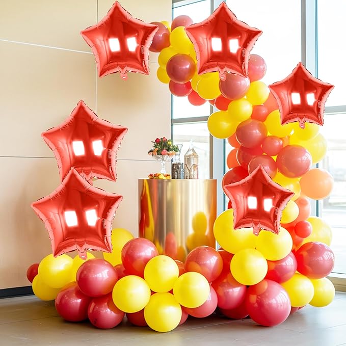 Red Star Balloons Foil, 10PCS Red Foil Stars Shape Balloons, 18 Inch Metallic Stars Balloon for Helium Pentagram Balloon for Birthday, Anniversary, New Year, Christmas Party Decoration
