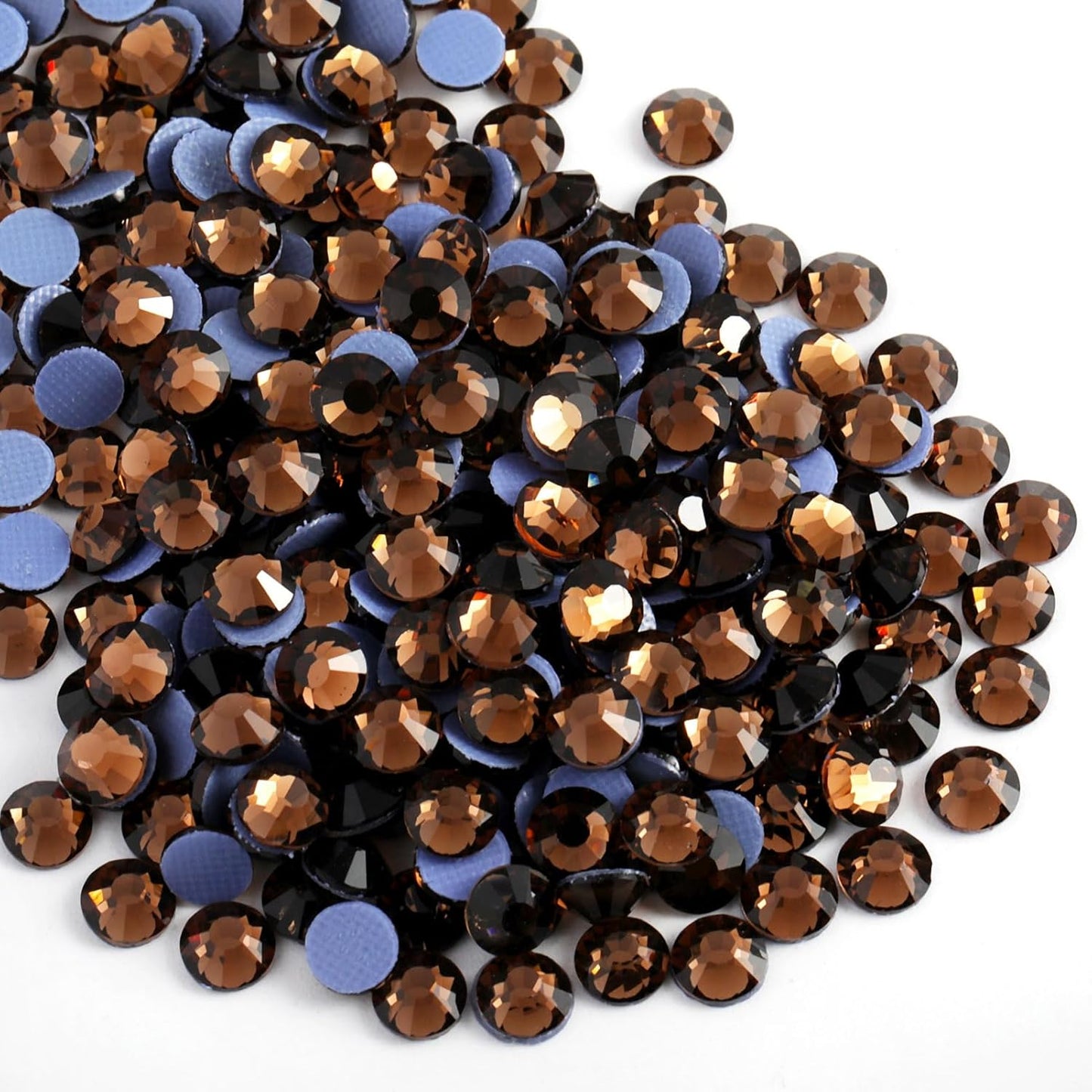 Beadsland Hotfix Rhinestones, 2880pcs Flatback Crystal Rhinestones for Crafts Clothes DIY Decoration, Smoked Topaz, SS8, 2.3-2.5mm