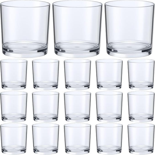 Gerrii 18 Pcs Clear Plastic Tumblers Drinking Cups Reusable Unbreakable Juice Acrylic Glasses Dishwasher Safe Plastic Glasses for Adults Picnic Party Kitchen (12 oz,Classic)