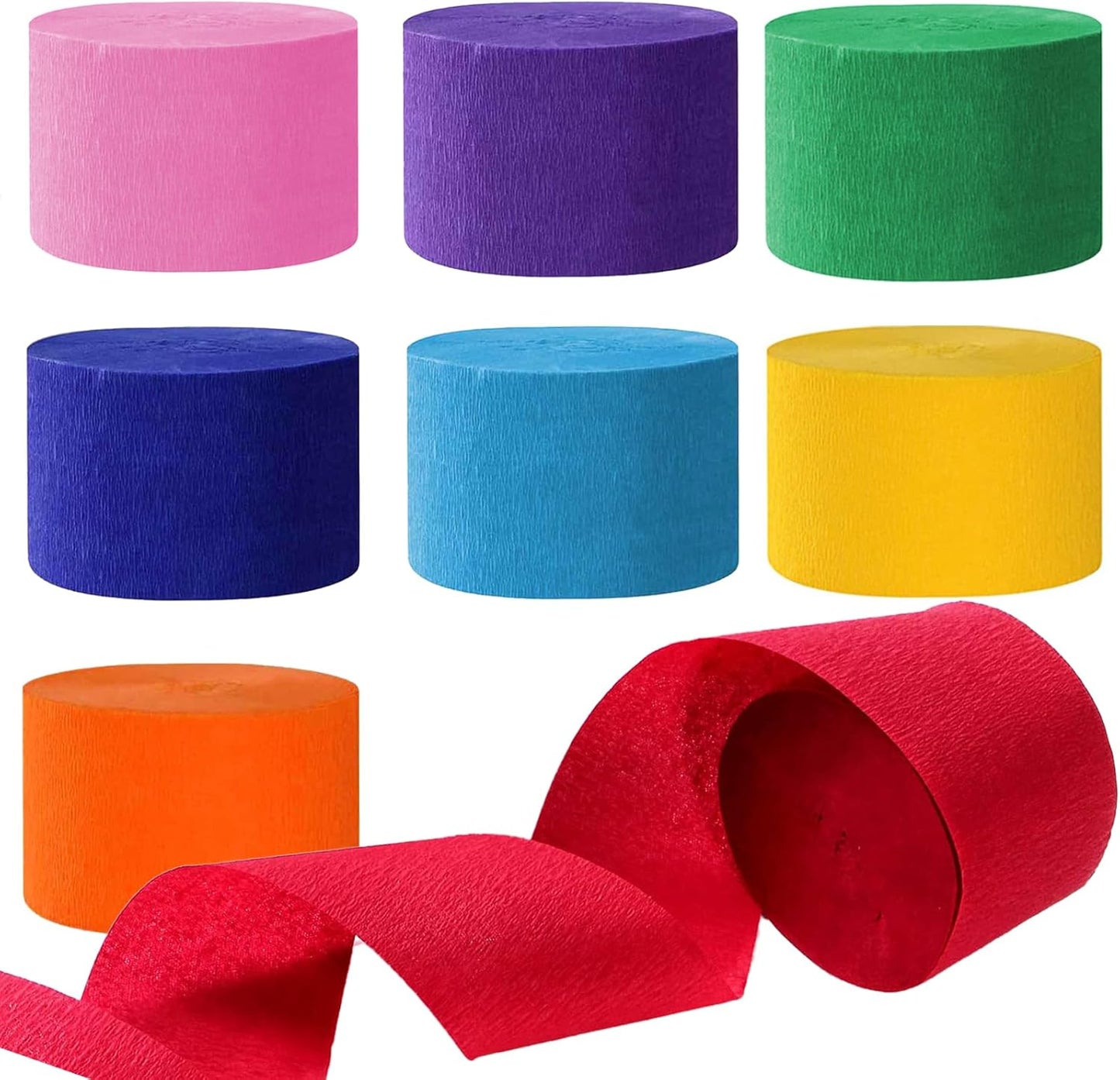 We Moment Crepe Paper Streamers 8 Rolls 656ft,Rainbow Assorted Colored Party Streamer 82 feet per roll for Birthday Party Backdrop Baby Shower Wedding Decorations