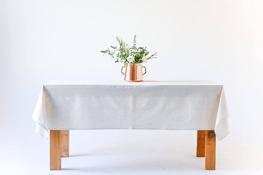 60x90 in Cotton Tablecloth – Large Rectangular Dining Table Cover for Kitchen, Weddings, Parties, Indoor or Outdoor Picnic and Everyday Décor – Neutral (White)