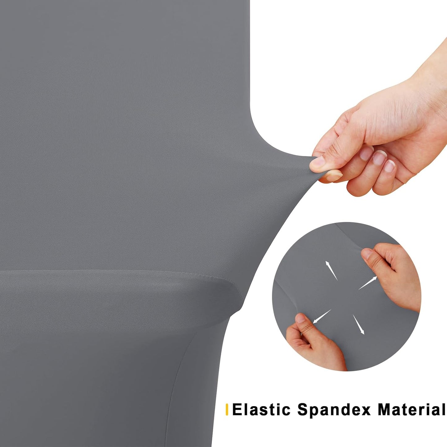 Smiry 2 Pack Spandex Table Cloth 8FT, Elastic Fitted Stretch Tablecloths, Washable and Wrinkle Free Rectangular Patio Table Cover for Outdoor, Wedding, Banquet & Parties (Grey, 96Lx30Wx30H Inch)