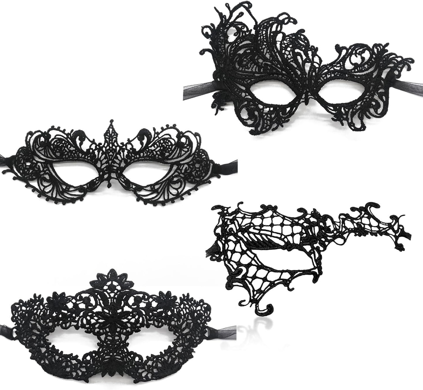 TFTSR Masquerade Masks for Women Couples,Men Mardi Gras Masks,Girls Black Gold Lace Masks,Adults Party Costume Venetian Dress