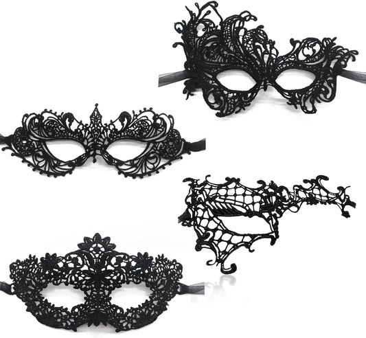 TFTSR Masquerade Masks for Women Couples,Men Mardi Gras Masks,Girls Black Gold Lace Masks,Adults Party Costume Venetian Dress