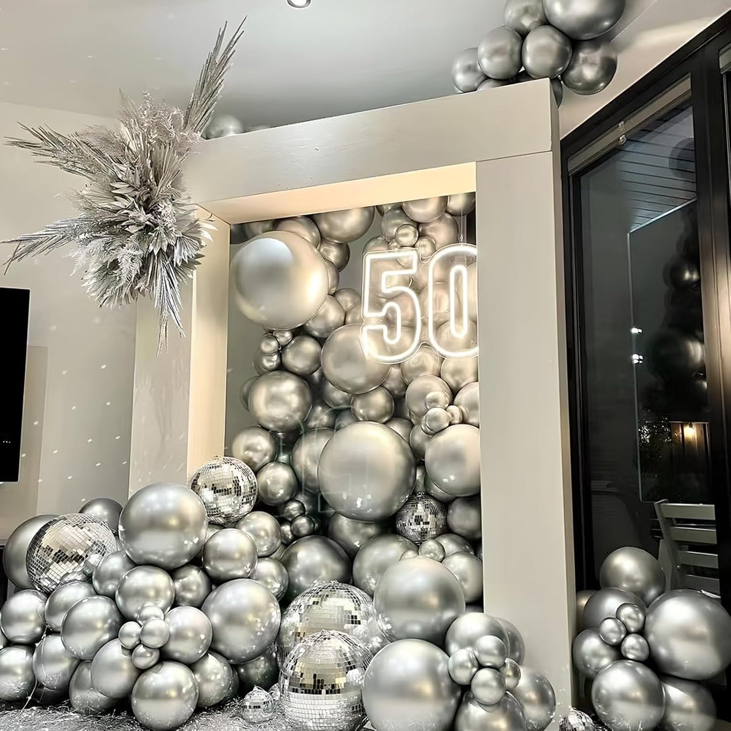 Silver Metallic Chrome Latex Balloons, 100pcs 12inches Round Helium Silver Balloons for Birthday Baby Shower Wedding Birthday Party Decorations