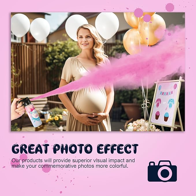 POPUPARTY 2 Pack Pink Gender Reveal Fire Extinguishers with 4 Pack Pink Confetti Cannons for Baby Girl Gender Reveal Party