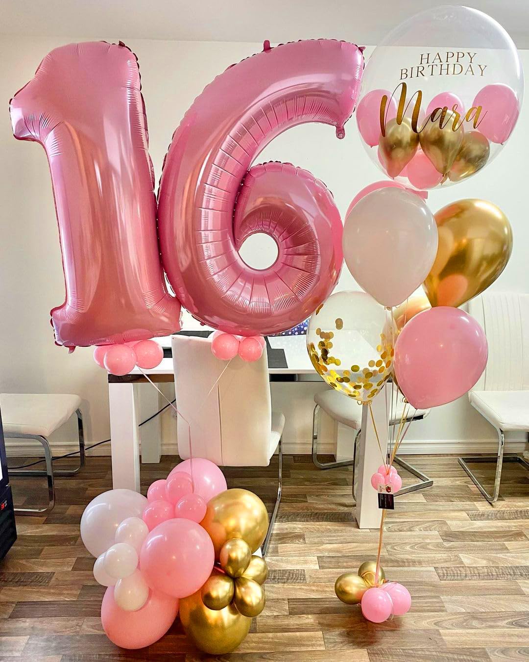 Pink and Gold Balloons Set, 50pcs 12 inch Pink White Gold Latex Balloons for Girl Birthday Wedding Bridal Shower Graduation Party Decoration