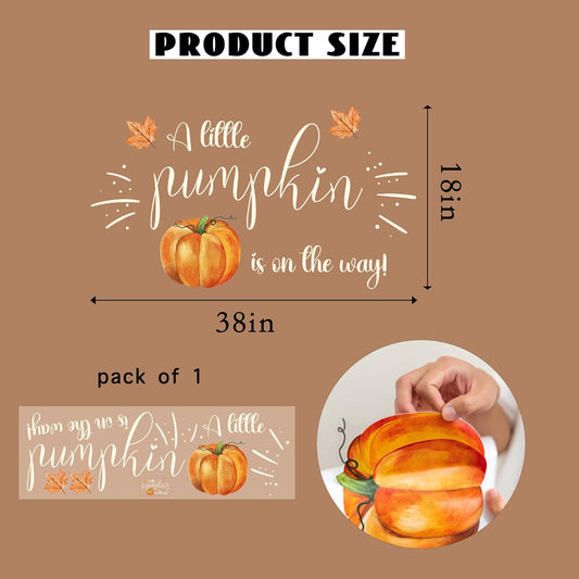 A Little Pumpkin is On The Way Decal - Thanksgiving Halloween Theme Fall Pumpkin Party Decorations Supplies Decals, Baby Shower,Gender Reveal Party Stickers, Pumpkin Sign Balloon Arch Stickers