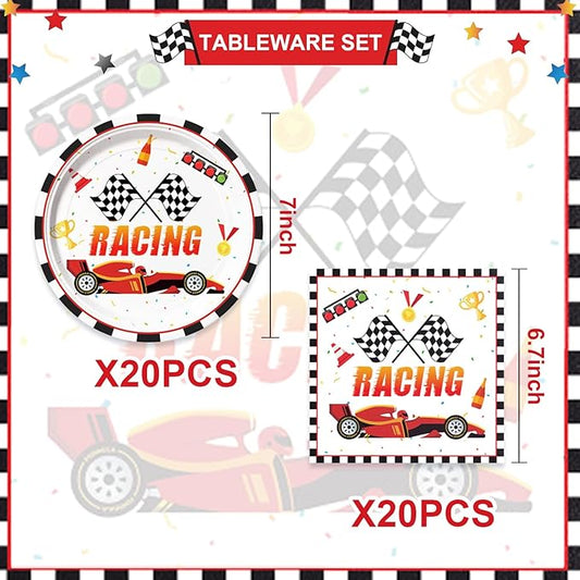 40pcs Race Car Plates and Napkins, Race Car Birthday Party Decorations for Race Car Theme Birthday party supplies