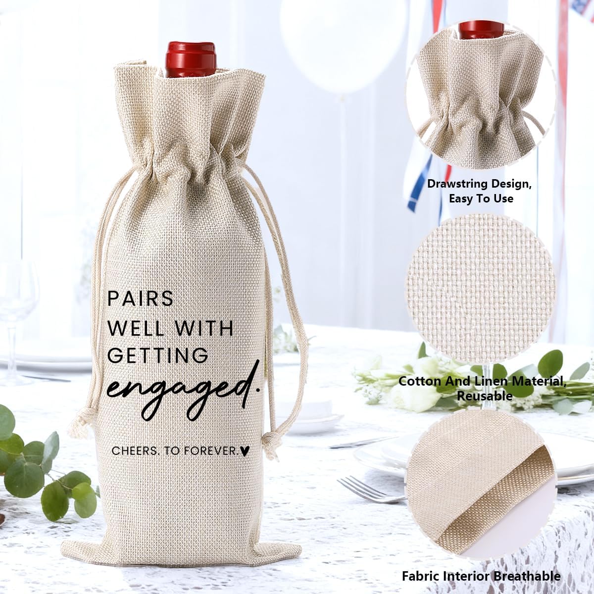 Engagement Gifts for Couples Her Engagement Party Decorations Gift for Couple Wine Bag Scented Candles Set Pairs Well with Getting Engaged Gifts Smell Like He Hit The Jackpot Wine Bottle Bag
