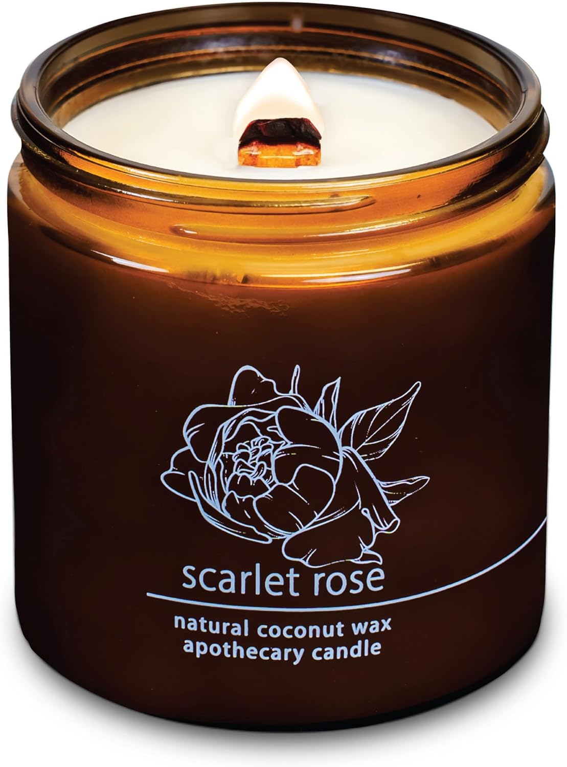 Hemlock Park Crackling Wood Wick Candle Handcrafted with Natural Coconut Wax (Large 16 oz, Scarlet Rose)