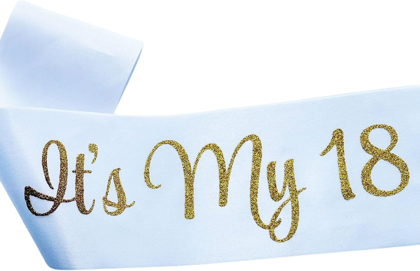 It's My 18th Birthday Sash, Birthday Sash for Women, Birthday Princess 18th Birthday Gifts Decorations for Happy 18th Birthday Party Favor Supplies,White Gold