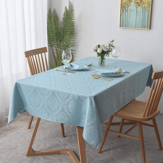 maxmill Square Tablecloth Damask Design Water Proof Wrinkle Free Heavy Weight Soft Tablecloth Decorative Table Cover for Outdoor and Indoor Use Square 60 x 60 Inch Blue Haze