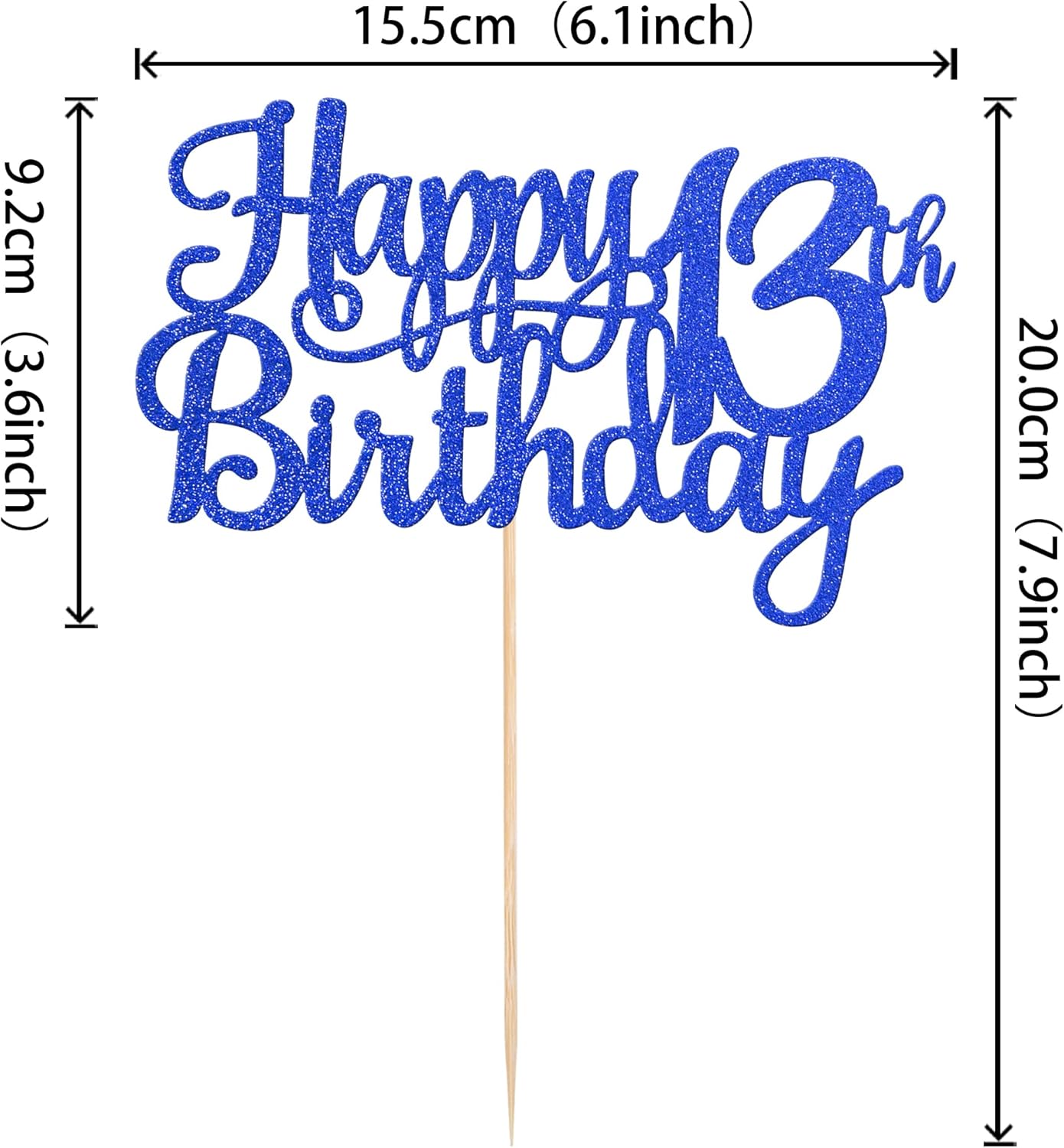 1 PCS Happy 13th Birthday Cake Topper Glitter Cheers to 13 Years Birthday Cake Pick Official Teenager 13 Fabulous Cake Decoration for Happy 13th Birthday Theme Party Decorations Supplies Blue
