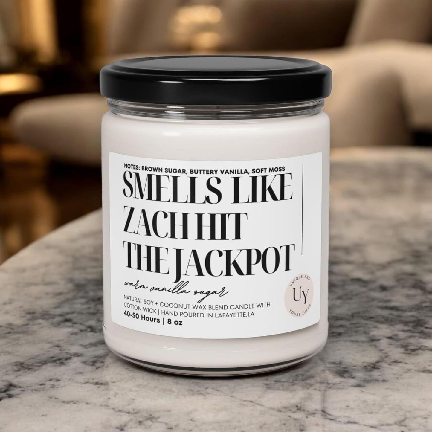 Engagement Candle, Smells Like Jackpot, Funny Personalized Engagement Gift Party Favor, Custom Candle for Bride Groom or Wedding Party, Soy Wax Hand Poured, Handmade in The USA (Berries N Cream)