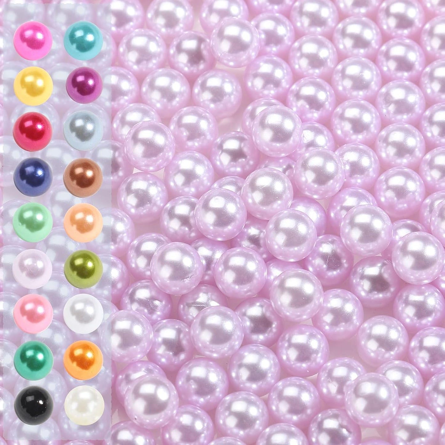 980pcs Undrilled Holeless ABS Faux Pearl Beads for Vase fillers, No Hole Round Pearls for Cosmetic Boxes, DIY Parts, Table Scatter, Wedding, Birthday Party Home Decorating (Light Purple, 8mm)