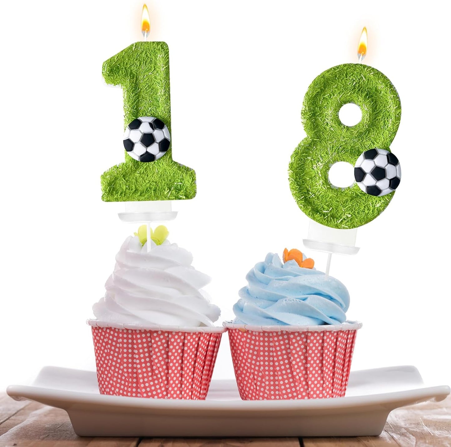 18th Birthday Candles，Soccer Birthday Decorations，Suitable for Girl and boy Cake Toppers, Wedding Cakes, Anniversaries, Party Celebrations, Birthday Decorations