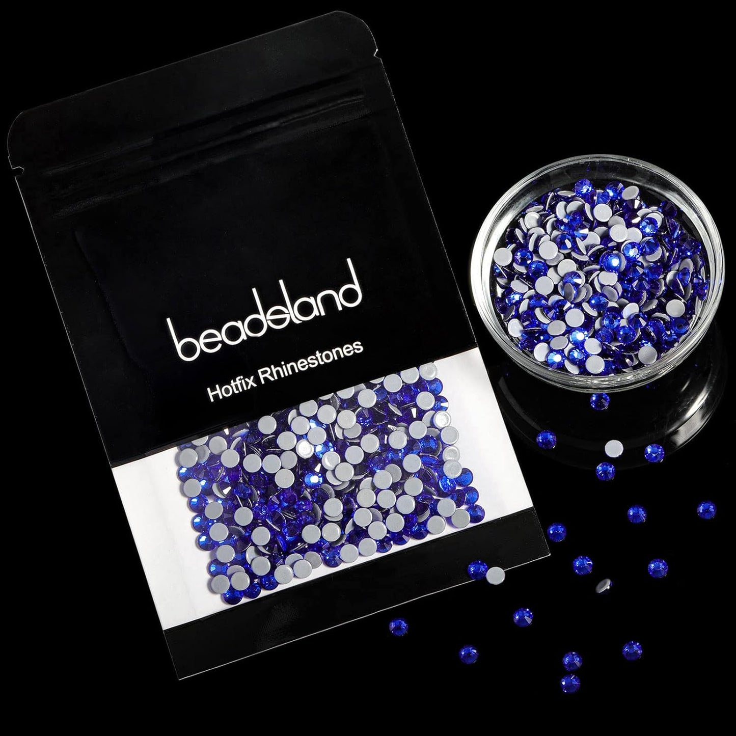Beadsland Hotfix Rhinestones, 288pcs Flatback Crystal Rhinestones for Crafts Clothes DIY Decorations, Sapphire, SS30, 6.3-6.5mm