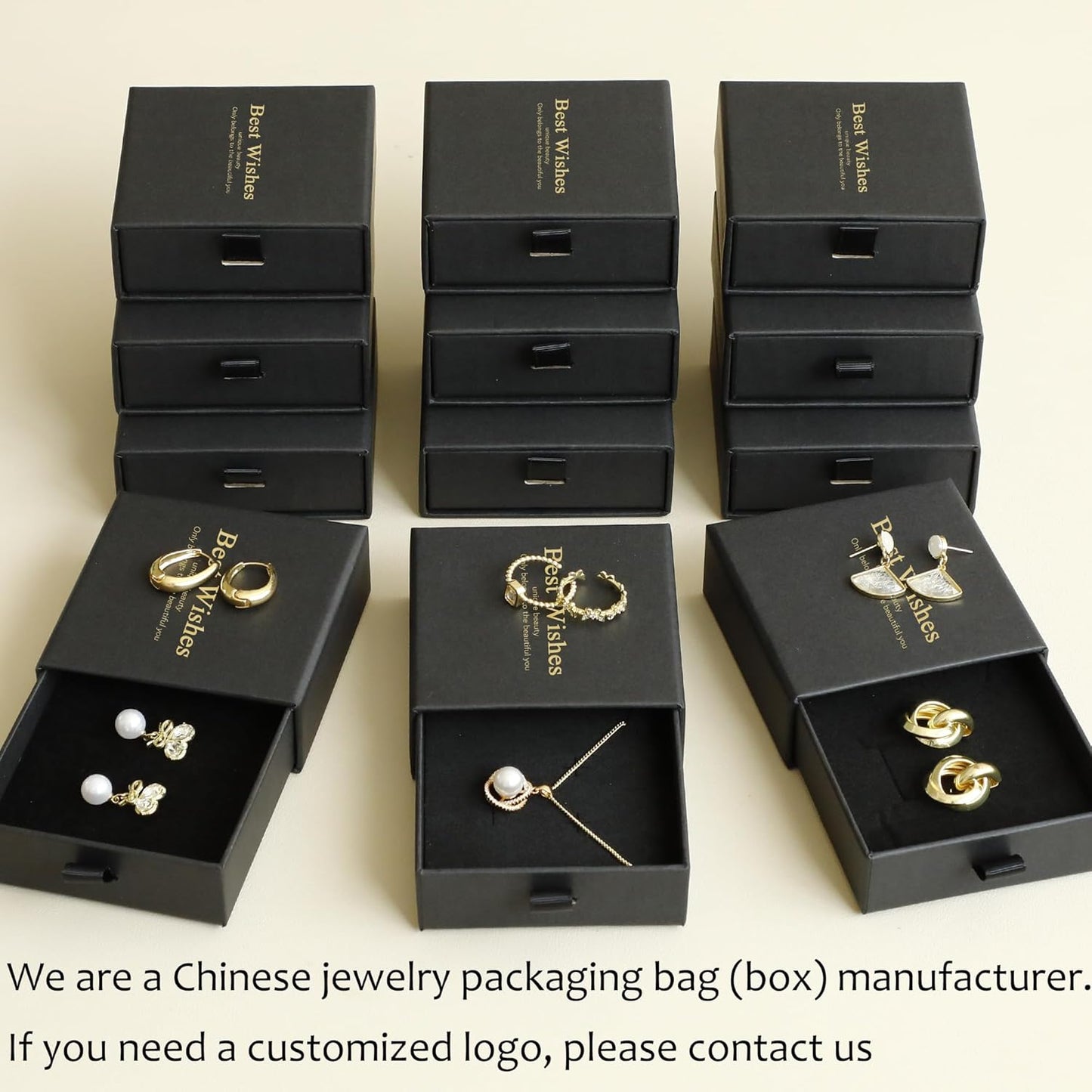 40Pcs Black Small Jewelry Boxes 3.54×3.54×1.26in Cardboard Jewelry Gift Boxes Jewelry Packaging for Small Business for Necklace Ring Bracelet Earring Display Box