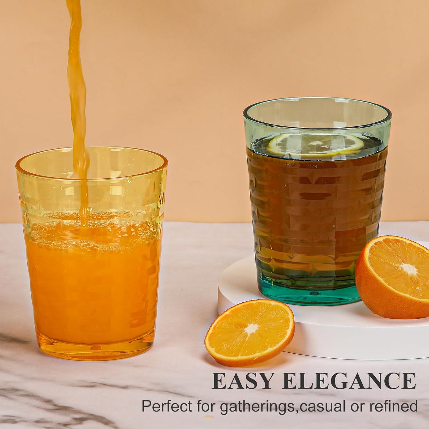 BPA-Free Plastic Tumblers 8 Pack (8x16oz) | Reusable Dishwasher Safe | Stackable Shatterproof Cups | Plastic Drinkware & Drinking Tumblers for Restaurant, Home, Party